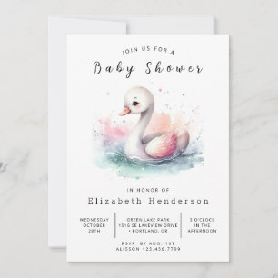 Invitación Baby Shower de Swan editable neutro de género