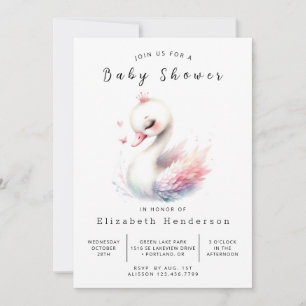Invitación Baby Shower de Swan en línea clásico