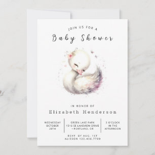 Invitación Baby Shower de Swan en línea clásico