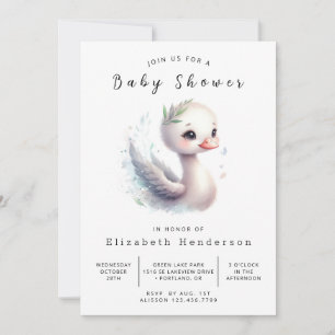 Invitación Baby Shower de Swan imprimible clásico