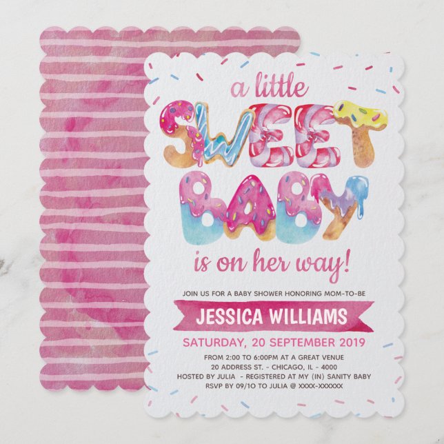 Invitación Baby Shower de Sweet Candyland Sprinkle (Anverso / Reverso)