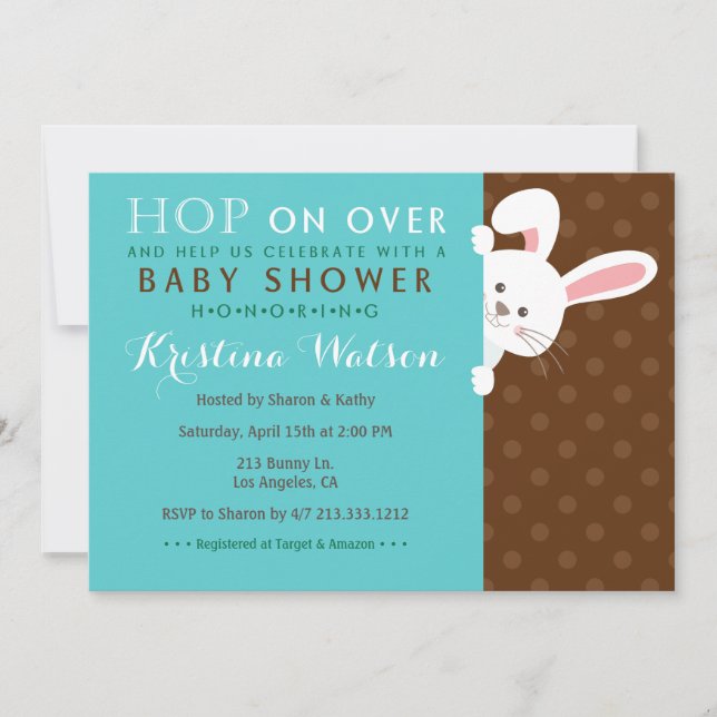 Invitación Baby Shower de Sweet Spring Bunny Boy (Anverso)