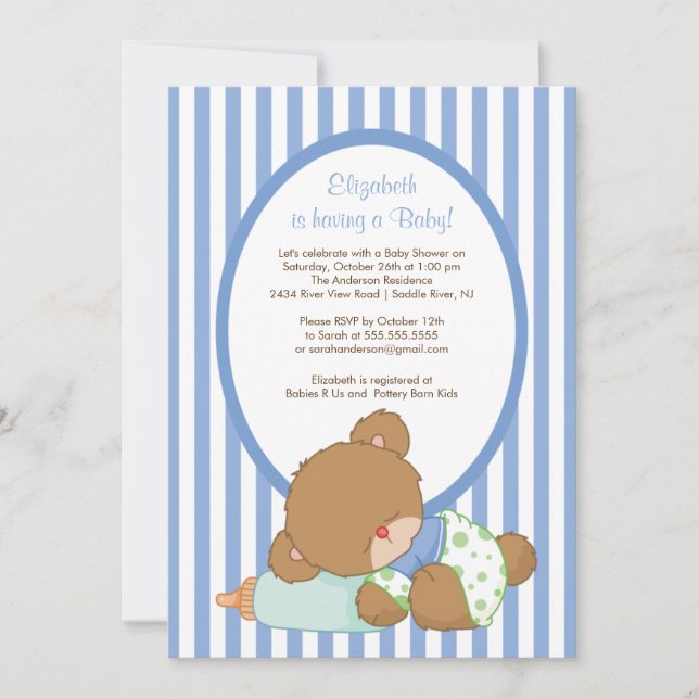 Invitación Baby Shower de Sweet Teddy Bear Boy (Anverso)