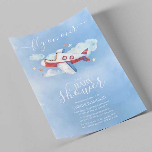 Invitación Baby Shower de Sweet Watercolor Airplane (Subido por el creador)