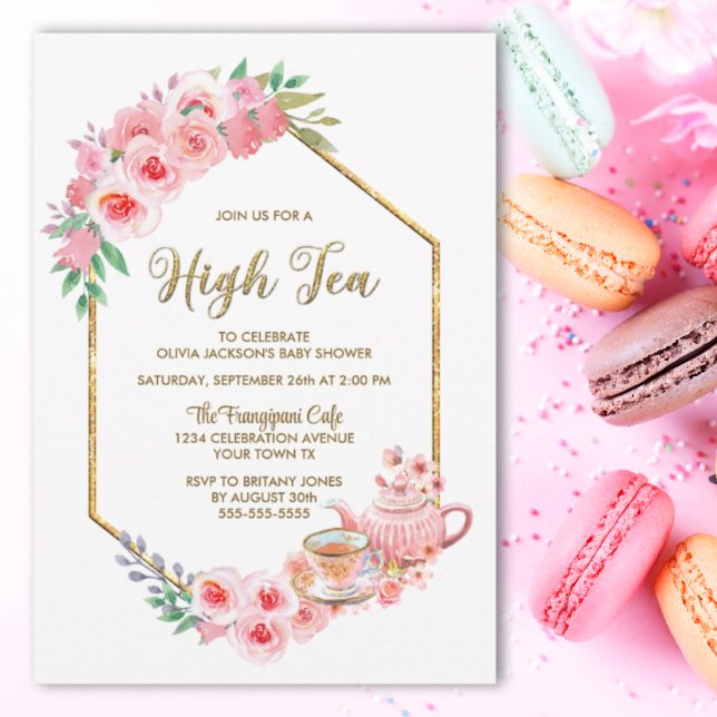 Invitación Baby Shower de té alto con sabor rosado (Subido por el creador)