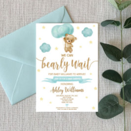 Invitación Baby Shower de Teddy Bear and Blue Balloons