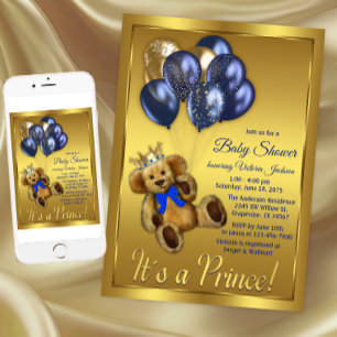 Invitación Baby Shower de Teddy Bear Prince