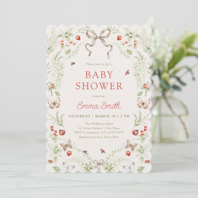 Invitación Baby Shower de Tema Flores Silvestres Sin Género (Anverso de pie)