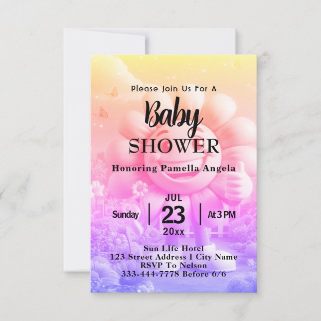 Invitación Baby Shower de texto personalizado (Anverso)