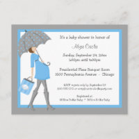 Invitación Baby Shower De Tiendas Azul Y Gris