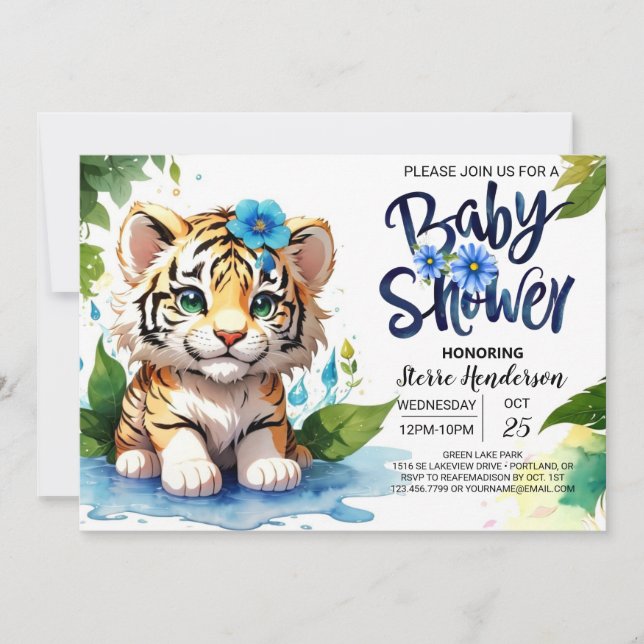 Invitación Baby Shower de Tiger Cub Jungle Boy (Anverso)