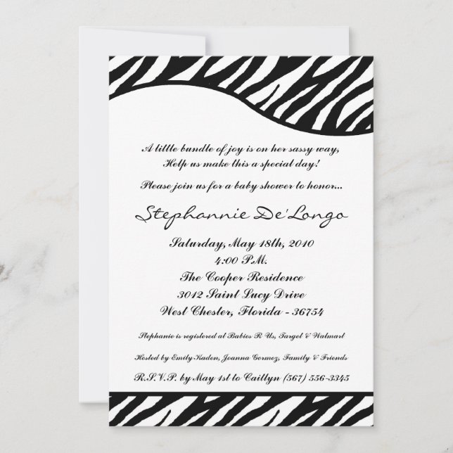 Invitación Baby Shower de tigre blanco de 5 horas  (Anverso)