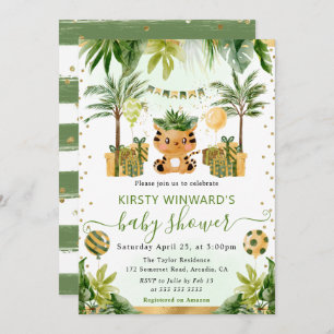 Invitación Baby Shower de tigre de jungla acuática