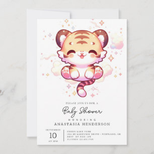 Invitación Baby Shower de tigre encantado