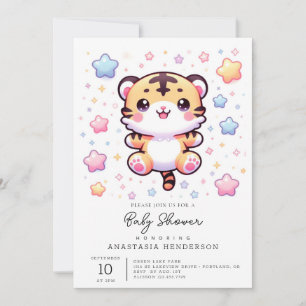 Invitación Baby Shower de tigre moderno