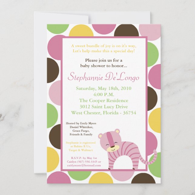 Invitación Baby Shower de tigres reina de la selva (Anverso)