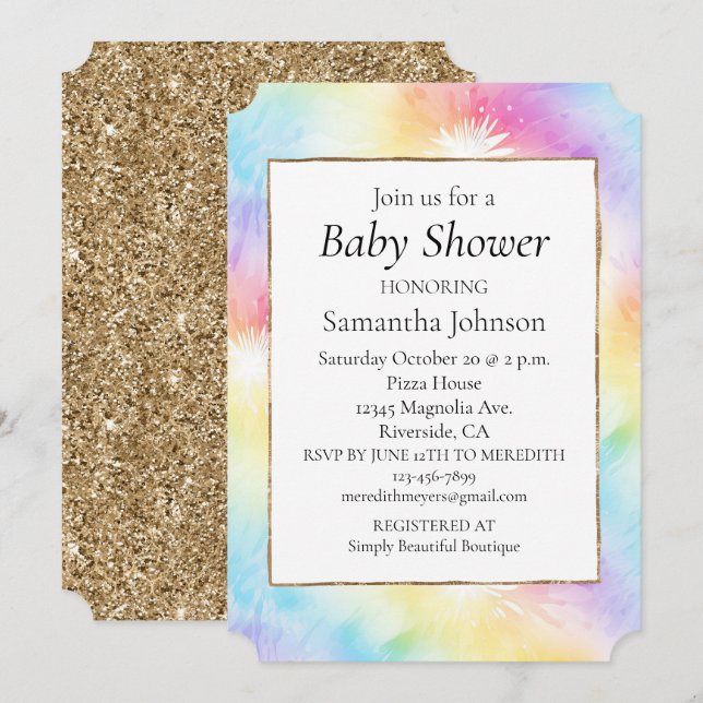 Invitación Baby Shower de tinte amarillo rosa Aqua (Anverso / Reverso)