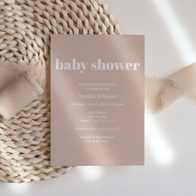 Invitación Baby Shower de tipografía de arenisca rosa (Subido por el creador)