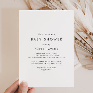 Invitación Baby Shower de tipografía de moda