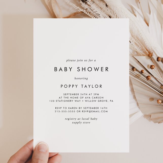Invitación Baby Shower de tipografía de moda (Subido por el creador)
