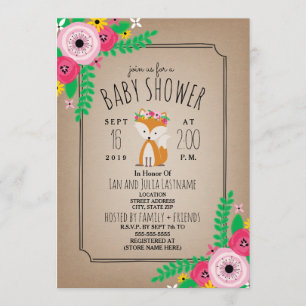 Invitación Baby Shower de tiras inspiradas en Boho Fox Cardst