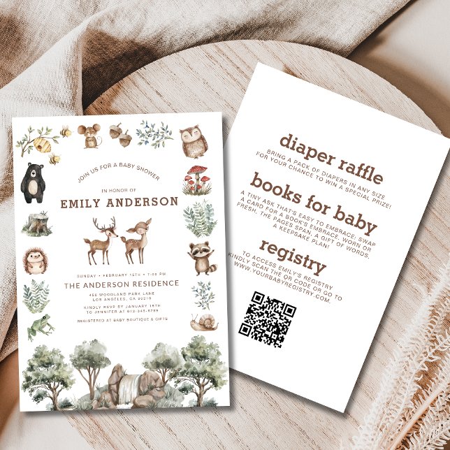Invitación Baby Shower de todos los animales del bosque de Wo (Subido por el creador)