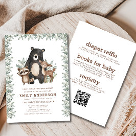 Invitación Baby Shower de todos los animales del bosque de Wo