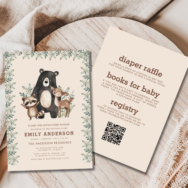 Invitación Baby Shower de todos los animales del bosque de Wo (Subido por el creador)