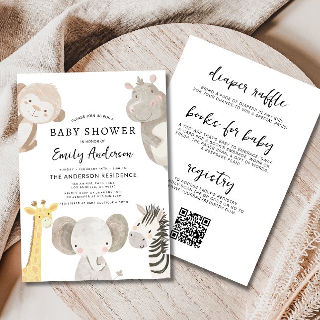 Invitación Baby Shower de todos los animales Safari de un niñ (Subido por el creador)