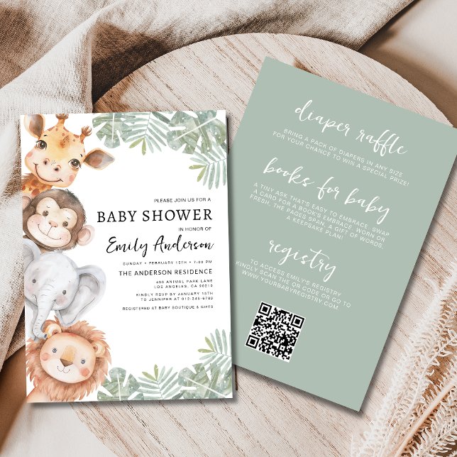 Invitación Baby Shower de todos los animales Safari de un niñ (Subido por el creador)