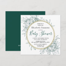 Baby Shower de toile floral Emerald & Gold Peony