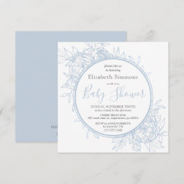 Invitación Baby Shower de toile floral moderno Light Blue Peo