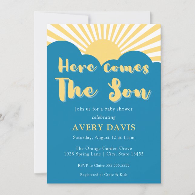 Invitación Baby Shower de tonos retro silenciados hippie 70 (Anverso)