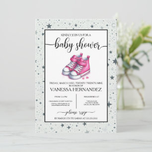 Invitación Baby Shower de Tops altos para bebés rosados