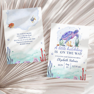 Invitación Baby Shower de tortuga acuática