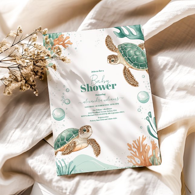 Invitación Baby Shower de tortuga marina cubana (Subido por el creador)