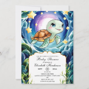 Invitación Baby Shower de tortuga marina simple mágica