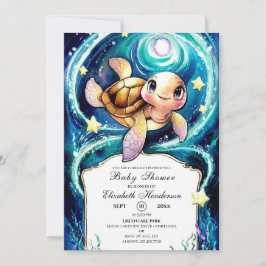 Invitación Baby Shower de tortuga Ocean Boho