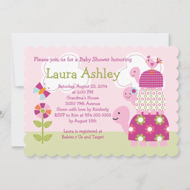 Invitación Baby Shower de tortugas apiladas de jar (Anverso)
