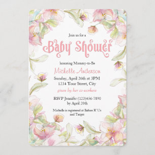 Invitación Baby Shower de trama floral de color de agua