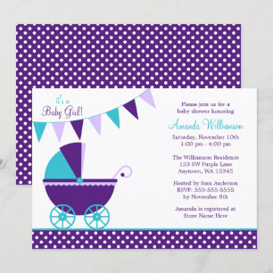 Invitación Baby Shower de transporte de Bunting Verde azulado