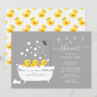 Baby Shower de trillizos de pato de caucho