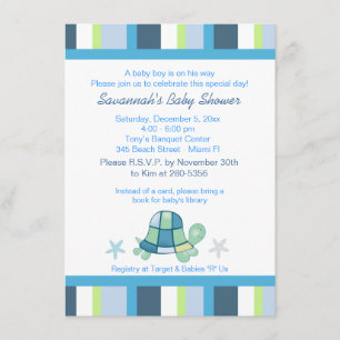 Invitación Baby Shower de Turtle Bay Stripes Boy