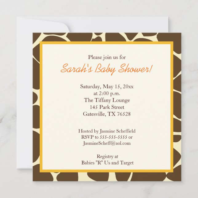 Invitación Baby Shower de Twin Boys Giraffe Square (Anverso)