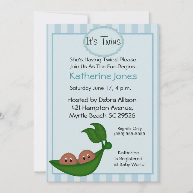 Invitación Baby Shower de Twins Boys afroamericanos invitan (Anverso)