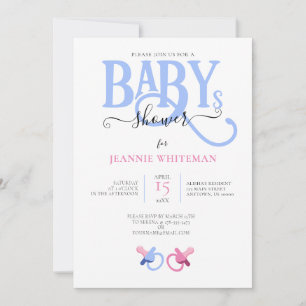 Invitación Baby Shower DE TWINS CON PAPEL ROSA Y AZUL