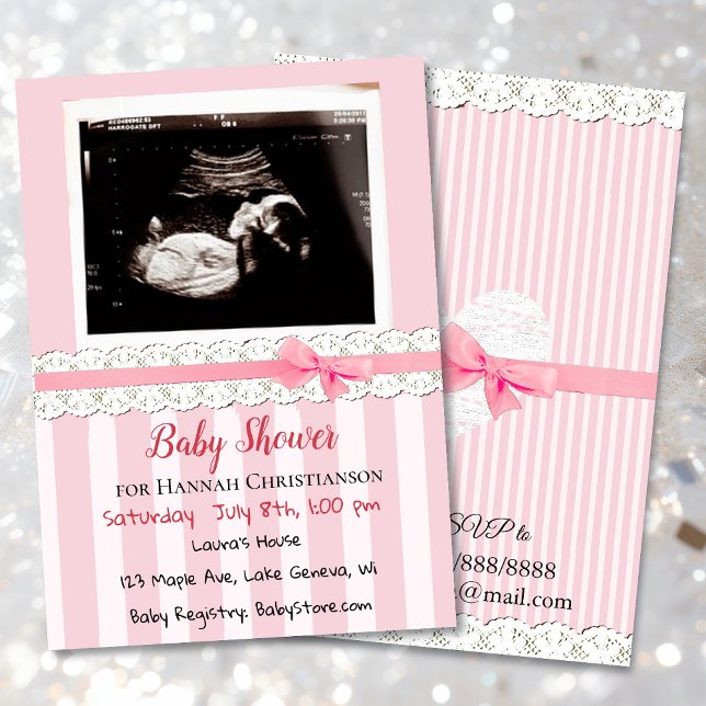 Invitación Baby Shower de ultrasonido de Chicas rosados perso (Subido por el creador)