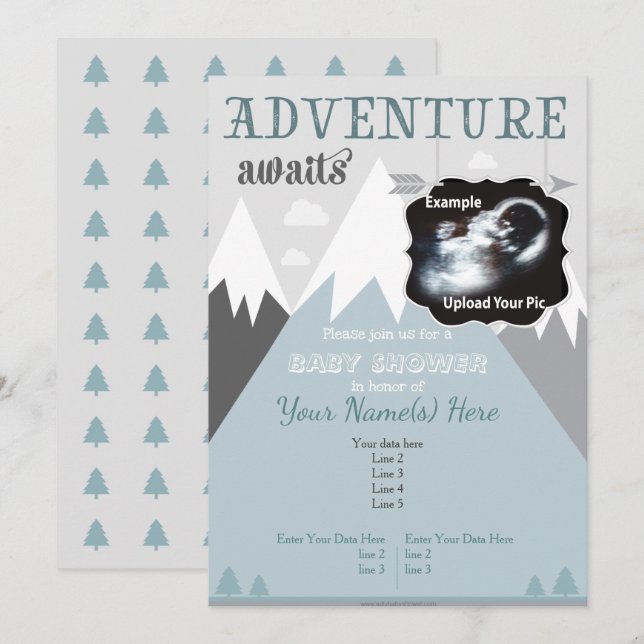 Invitación Baby Shower de Ultrasound Adventure Mou (Anverso / Reverso)