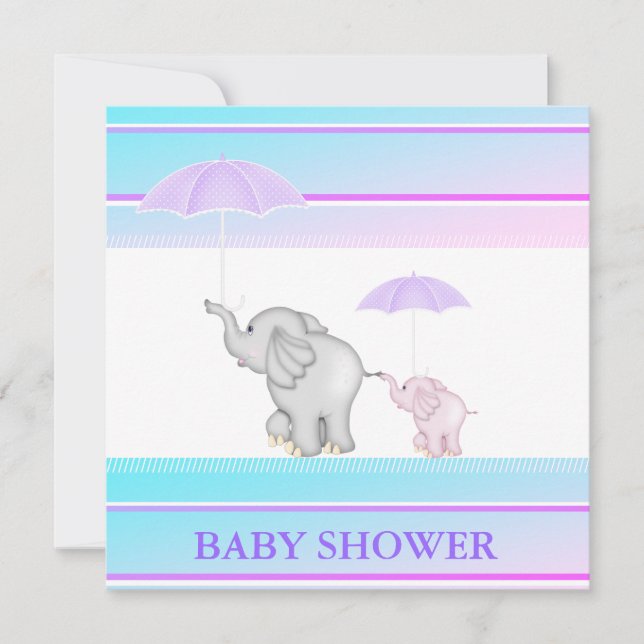 INVITACIÓN BABY SHOWER DE UMBRELLA rosa azul (Anverso)