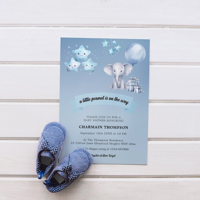 Invitación Baby Shower de un globo azul para el pequeño cacah (Subido por el creador)